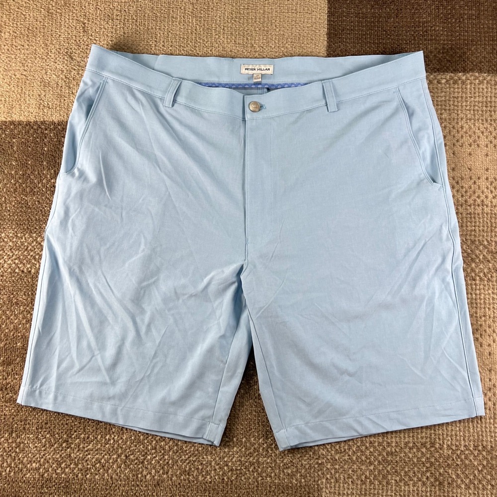 Peter Millar Mens Performance Golf Shorts Light Blue Size 40